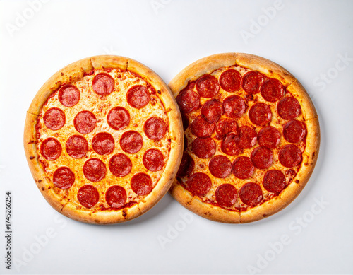 Two Different Pepperoni Pizza Cuts, isolated on transparent background
