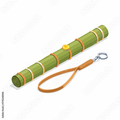 Rolled yoga mat with strap and ring