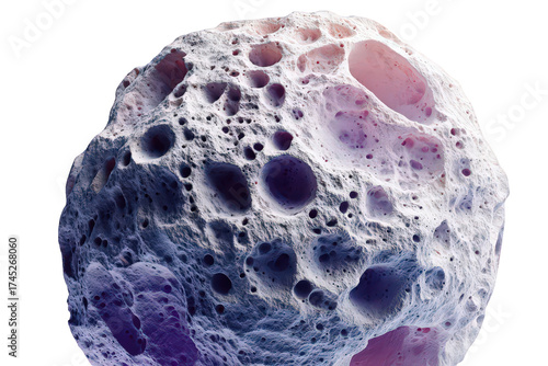 Porous White and Blue Stone Formation with Cavities on Black Background