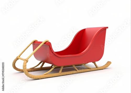 Red Santa Sleigh on a Wooden Base
