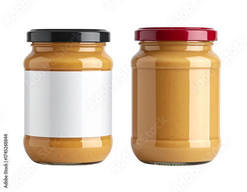 Double Variation Creamy Peanut Butter Jars, isolated on transparent background