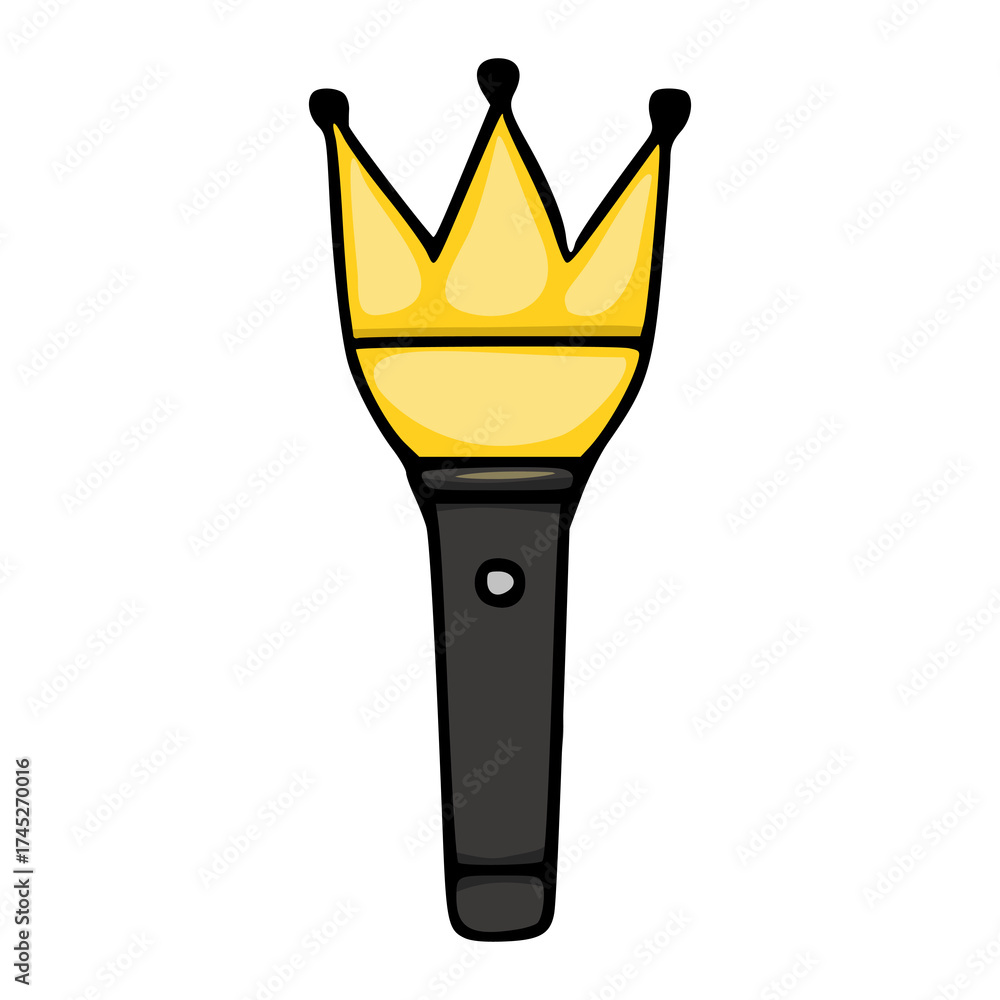 Naklejka premium A simple yellow crown-shaped lightstick vector illustration, symbolizing royalty, celebration, or fandom.