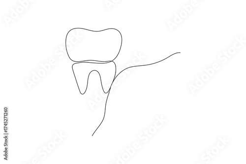 Minimalist one line drawing of teeth isolated outline vector illustration for dental design