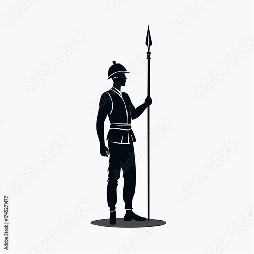 Soldier holding spear silhouette