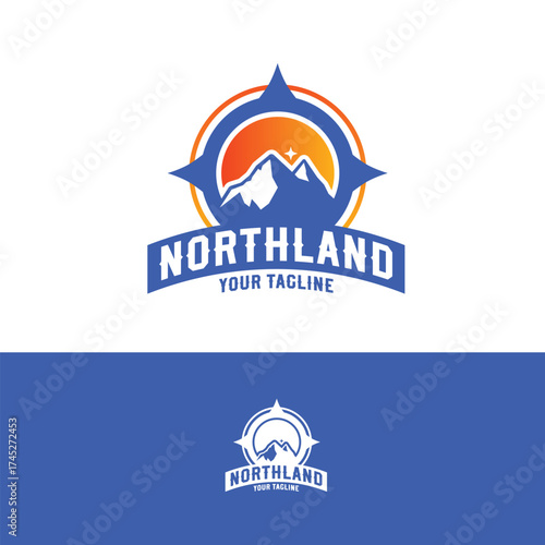 Adventure Mountain Compass Logo Design – Northland Outdoor Exploration Brand Emblem.