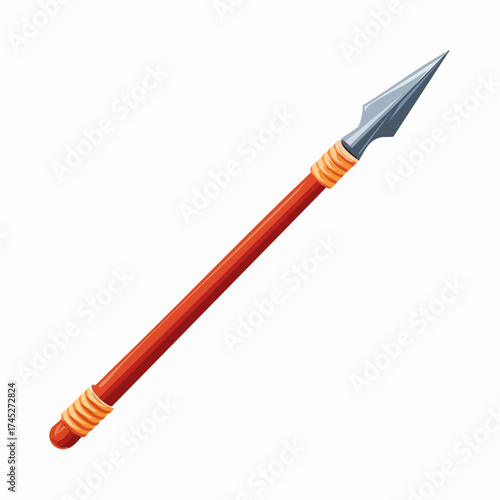 Spear weapon with tribal accents with transparent background