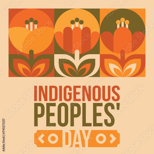 Indigenous Peoples' Day. Native American Day. American Indian culture. Heritage Month. Celebrate annual in United States. Tradition pattern. Poster, card, banner and background. Vector illustration