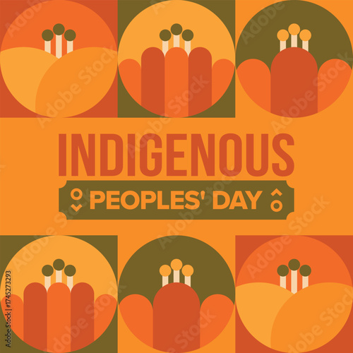 Indigenous Peoples' Day. Native American Day. American Indian culture. Heritage Month. Celebrate annual in United States. Tradition pattern. Poster, card, banner and background. Vector illustration