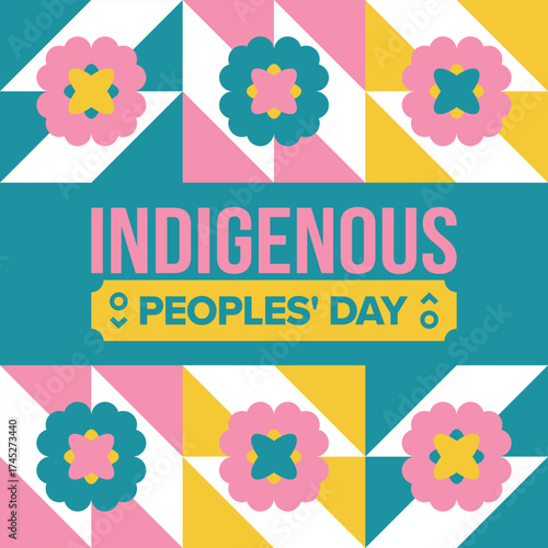 Indigenous Peoples' Day. Native American Day. American Indian culture. Heritage Month. Celebrate annual in United States. Tradition pattern. Poster, card, banner and background. Vector illustration