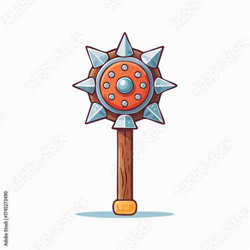 Spiked mace medieval weapon with transparent background