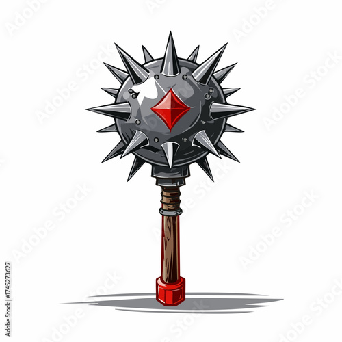 Spiked mace weapon with diamond decoration