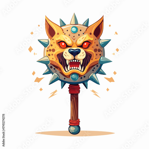Spiky leopard mace with transparent background