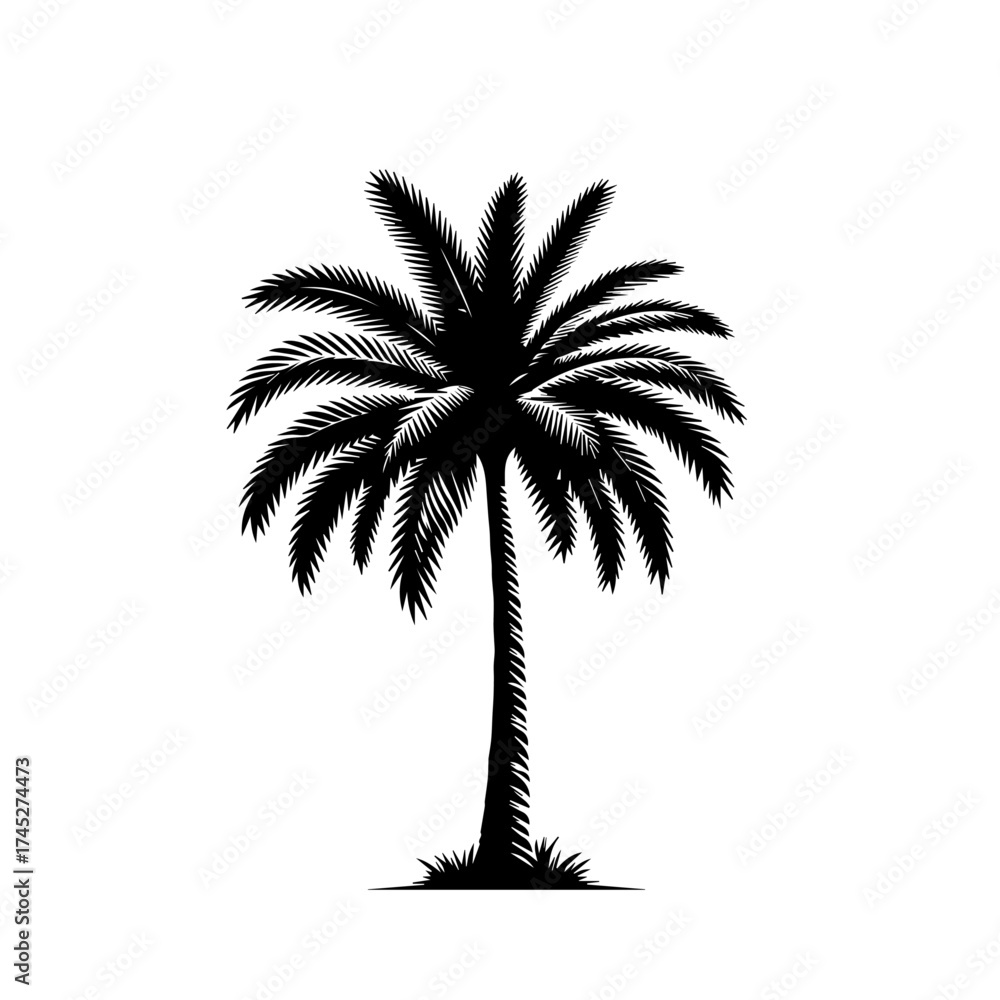 Obraz premium Tropical Beach Palm Tree Vector Illustration