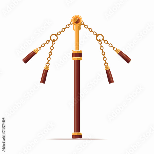 Steampunk nunchaku weapon with chains