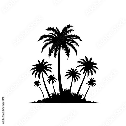 Tropical Beach Palm Tree Vector Illustration