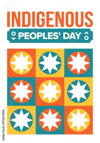 Indigenous Peoples' Day. Native American Day. American Indian culture. Heritage Month. Celebrate annual in United States. Tradition pattern. Poster, card, banner and background. Vector illustration