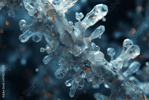 Red neuronal de cuarzo y oro en el espacio