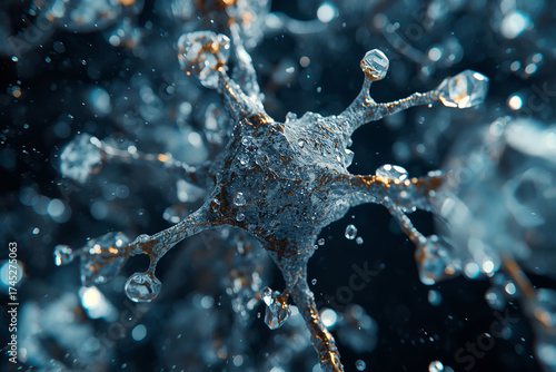 Red neuronal de cuarzo y oro en el espacio