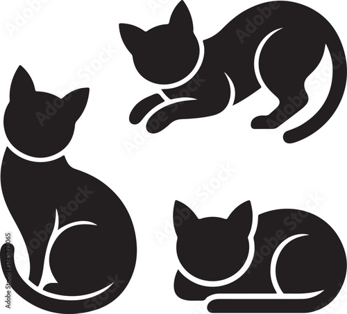Stylized Black Cat Silhouettes