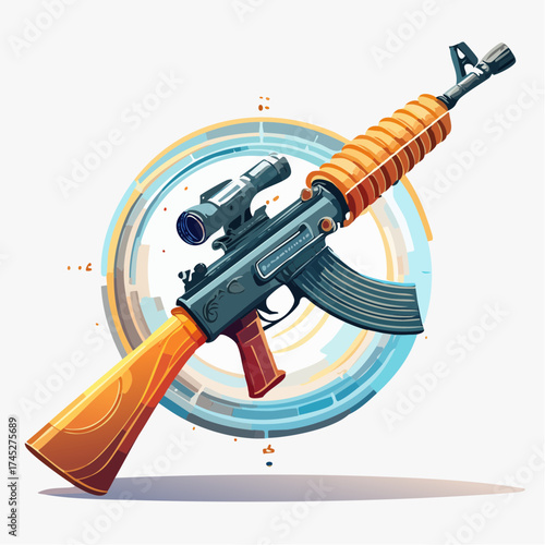 Stylized assault rifle with scope