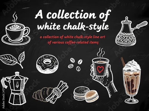 “Hand-Drawn Coffee Cup and Cafe Icons on Chalkboard