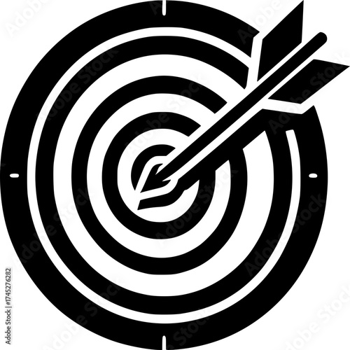 🎯 Precision at the Core: The arrow pierces the bullseye. The graphic symbolizes focus and achieving the target. 