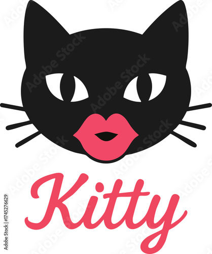 Kitty Cat Lip Logo Emblem