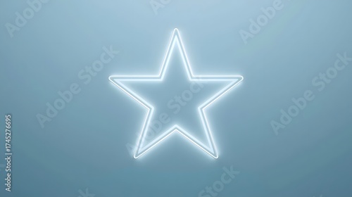 Shining Neon Star: A luminous, neon-glowing star against a gradient blue background, radiating a sense of wonder and fascination.