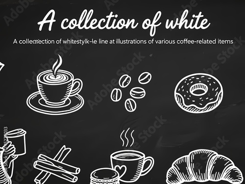 Hand-Drawn Coffee Cup and Cafe Icons on Chalkboard”