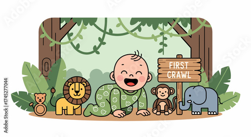 Baby's First Crawl Through The Jungle With Animal Friends