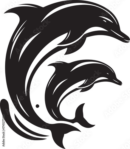 Jumping Dolphin Silhouette Vector Illustration