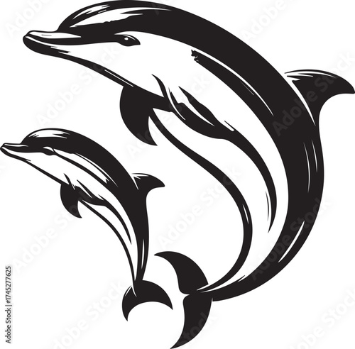 Jumping Dolphin Silhouette Vector Illustration