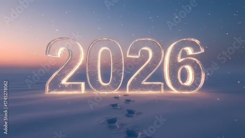 2026 New Year Celebration Concept with Snow Globe and Holiday Lights