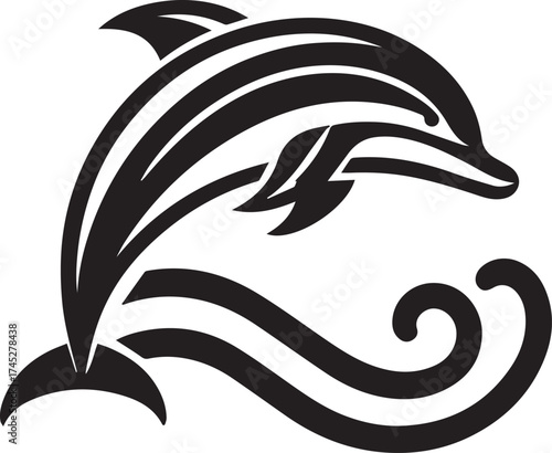 Jumping Dolphin Silhouette Vector Illustration