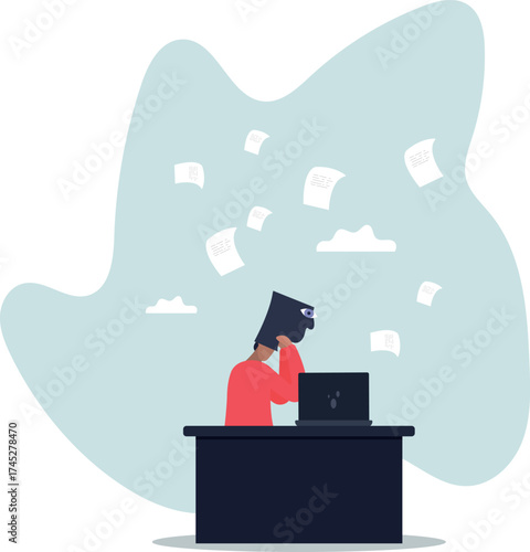 Work anxiety, stress or burnout, exhausted job or overload tired, job fatigue from overworked,about a man and his life.