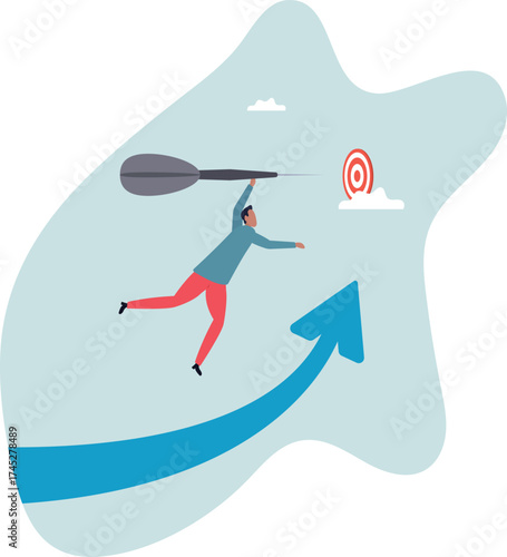 Business target achievement or success and reaching for target and goal .about a man and his life.
