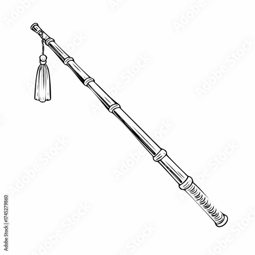 Telescopic pole with tassel and chain