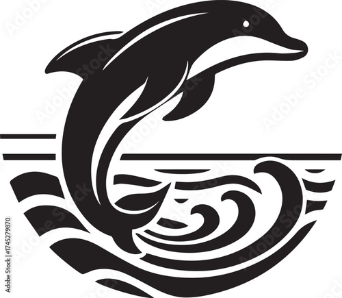 Jumping Dolphin Silhouette Vector Illustration