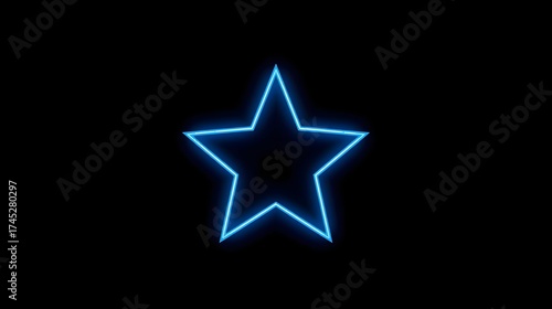 Neon Star in the Void: A glowing neon star radiates with a vibrant, electric blue hue against a stark black canvas.