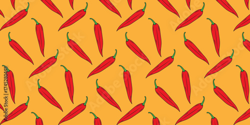 Bright and Bold A Vibrant Red Chili Pepper Pattern for Dynamic Designs