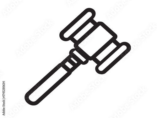 Auction icon 2D vector line art in a clean minimalist style for sale