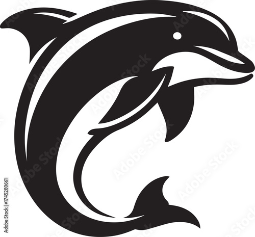Jumping Dolphin Silhouette Vector Illustration