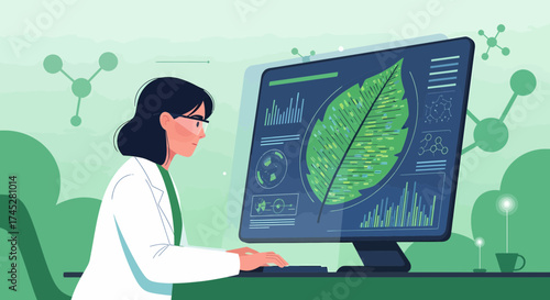 Botanical Analysis Scientist Working In Modern Biology Laboratory