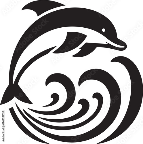Jumping Dolphin Silhouette Vector Illustration