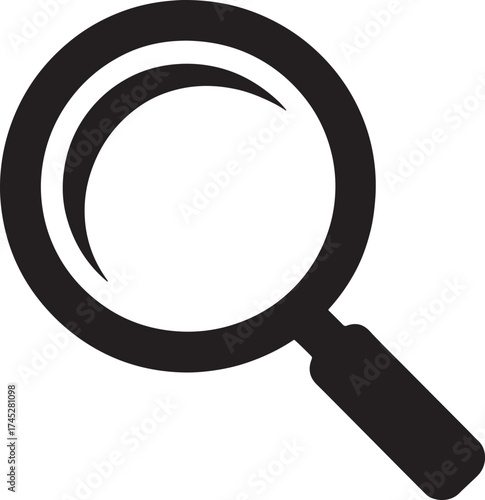 Black Magnifying Glass Icon on White Background search zoom