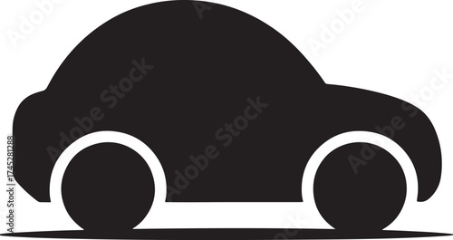 Black silhouette of a car on a white background Keywords: car, automobile, vehicle, transportation
