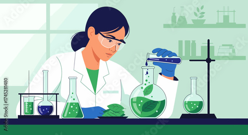 Herbal Medicine Formulation Process In Lab Illustration