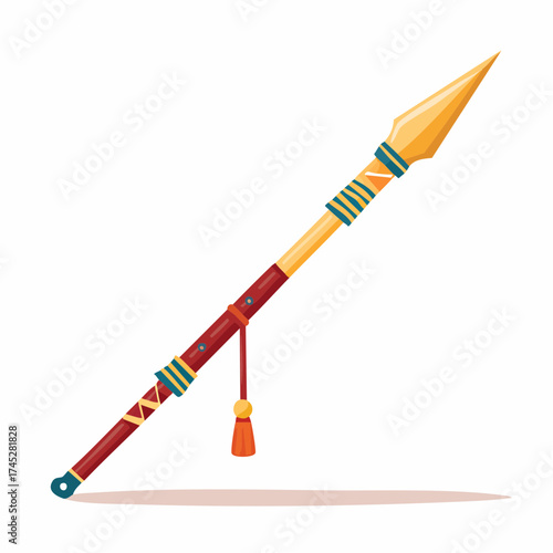 tribal spear weapon with tassel