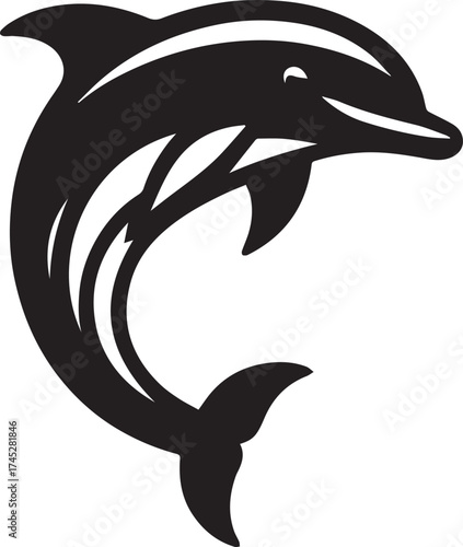 Jumping Dolphin Silhouette Vector Illustration
