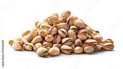 Wallpaper Mural Pile of raw pistachio nuts on white background. AI image Torontodigital.ca